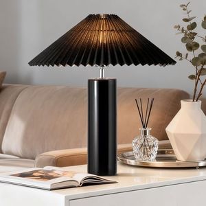 EOEYYOYB Ceramic Table Lamps for Bedroom, Adjustable Shade Lamps for Night Stands, Modern Cylindrical Nightstand Table Lamps 5W E26 for Bedroom Bedside Buffet, Black