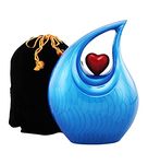 Urns of Dignity Heart of Love Adult Cremation Urns for Human Ashes - Decorative Urns,Urns for Human Ashes Female & Male,Urns for Ashes Men & Women,Funeral Urn (Adult Non-Customize, Blue)