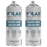 Polar Flawless Clear Lacquer Spray - 2 x 400ml - Matt Finish - Non-Yellowing & Scratch Resistant - Interior & Exterior Surfaces for Wood, Metal, Plastics, Glass & Ceramics