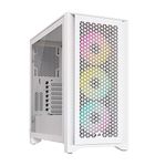 Corsair iCUE 4000D RGB Airflow Mid-Tower Case - 3X AF120 RGB Elite Fans - iCUE Lighting Node PRO Controller - High-Airflow Design - CORSAIR RapidRoute Cable Management System - True White