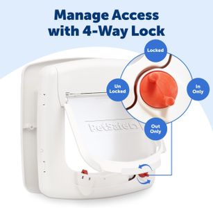 PetSafe Magnetic 4-Way Locking Cat Flap – Selective Entry, White/Woodgrain