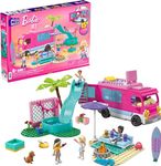 MEGA Construx Barbie Kids Building Toy Set, Dream Camper Adventure with 580 Pieces, 4 Micro-Dolls, Barbie Pets and Accessories, Pink, Ages 6+ Years