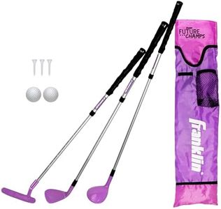 Franklin Sports Golf Set - Youth Adjustable Plastic Golf Club Set - Kids Golf Set with Bag & Balls - Adjustable Length Clubs For Toddlers - Pink