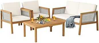 Costway 4-Piece Patio Acacia Wood F