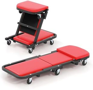 Costway Foldable Garage Creeper, 2-in-1 Folding Low Profile Mechanic Creeper w/Padded Seat 6 Wheels, Convertible Lay Down or Sit Automotive Stool for Workshop, Auto Repair