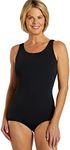 Sporti HydroLast Chlorine Resistant Conservative Scoop Back One Piece Swimsuit - Black - 14