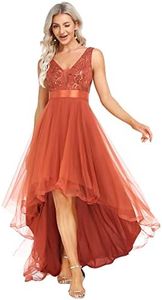 Ever-Pretty Robe de Bal Femme Longue Col V High Low Col V Tulle Paillettes Robe Soirée
