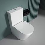 Durovin Bathrooms Close Coupled Toilet with Dual Flush Cistern & Soft Close Seat with Metal Strip 365×800×610mm(WHD) - Rimless Technology