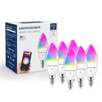 Lightinginside Smart Candelabra LED Bulbs, 60 Watt Equivalent, 6W 500lm, E12 LED Bulbs Compatible with Alexa and Google Assistant,80+CRI, RGB, APP Control, 6PCS