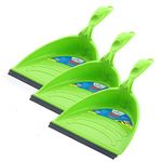 Madhuli Unbreakable Virgin Plastic Dustpan With Long Handle, Supadi, Dust Collector Pan, Floor Brooming Dustpan For Home Cleaning, Multipurpose Broom With Dust Pan For Home & Office (Green, Pack of 3)