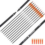 ELONG OUTDOOR 28 30 31Inch Carbon Arrow Archery Hunting Targeting Arrows with 100 Grain Removable Tips for Archery Compound & Recurve Bow & Traditional Bow Target Practice Shooting