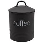 AuldHome Enamelware Black Coffee Canister; Modern Farmhouse Style Coffee Storage for Kitchen