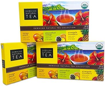 Hawaiian Natural Organic Tropical Fruit Tea Sampler - Green, Black, White Tropical Fruit Tea Blends, Gift Box Set For Special Occasions - 24 Bags