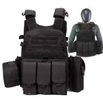 STORM FOCUS Tactical Vest and Military Vest - Airsoft Vest or Airsoft Plate Carrier Vest - Bullet Proof Vest - Airsoft Vest For Men Black Tactical Vest Available for Tactical Vest Cosplay, Black,