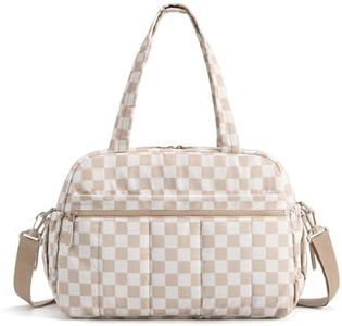 BAGSMART Gym Bag for Women, Duffle Bag for Travel with Wet Pocket, Lightweight Carry on Weekender Duffel, Water Resistant, Retro Checker