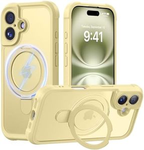 MOCCA Design for iPhone 16 Case with Magnetic Invisible Stand [Full Camera Protection] [Compatible with Magsafe] Military Drop Shockproof Translucent Matte Phone Case Cover 6.1",Creamy Yellow
