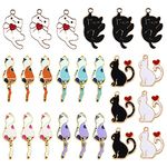 Yukfhgt Creative Cat Charms 24 Pcs Colorful Mixed Cat Shape Pendant Accessories for Jewelry Making Crafting DIY Keychains Necklaces Earrings Bracelets Presents Crafts, Alloy, 1