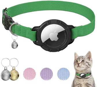 AirTag Cat Collars, Stretchy Collar with Apple AirTag Holder and Bell, Breakaway Ultra Design Elastic GPS Tracking Collars for Cats and Puppies, (7.5-12.5 Inch), Emerald Green