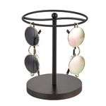 Mkono Sunglasses Organizer Glasses Holder Stand Metal Frame with Wood Base Sunglass Storage Display Eyeglasses Rack