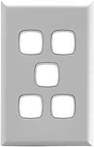 HPM Excel 5 Gang Light Switch Cover Plate, White