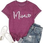 Grandma Shirt for Women in My Nana Era Letter Print Tshirt Mimi Gigi Casual Top Funny Crewneck Graphic Tee, Fuschia, X-Large