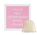 G GAMIT Letter Board Sign White Frame 10x10 - Felt Letter Board Letter Baby Announcement Board,All White Letter board Sign board&Message Board (Pink)