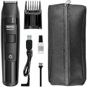 WAHL Manscaper Lithium Leisten- und Körpertrimmer, vollständig wasserdichter Trimmer, Nass-/Trockeneinsatz, Smart Trim Technology LED, Safe-Touch-Kugelkopfschneidsätze, wiederaufladbar, schwarz