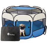 Floving Portable dog fence Foldable Pet playpen Delivery Room Cat enclosure Cat Pregnant Closed Pet Tent Dog Breeding Delivery Box with carrybag (M, Blue)