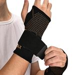 INDEEMAX Copper Wrist Compression Sleeve 1 Pair, Comfortable Hand Brace Support for Arthritis, Tendonitis, Sprains, Workout, Carpal Tunnel - Left & Right - Women and Men (Black-NEW, Small)