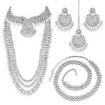 Peora Combo of 18K Kundan Faux Bead Bridal Necklace Set with Waist Belt Kamar Bandh Gift for Women