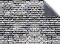 Stick & Go Repositionable Self Adhesive Dolls House Wallpaper 1:12 Scale (1 Sheet) - Old Slate Roof - No. 172