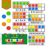 SpriteGru Magnetic Ten-Frame Set, Including 5 Frames (no Hollowed Out) and 55 Colorful Discs (Upgraded Version for Fridge & Hand-held)