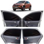 OTO2EYE Car Sun Shade Compatible for Tata Curvv Z-Black Super Magnetic Grip, Front Window Zipper, Side Window Curtains, 4 Pieces Set