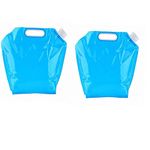 Syga 5 Liters Portable Collapsible Water Storage Tank Water Container Water Carrier Lifting Bag Camping Hiking Survival Kit Tool, Blue - 2 Packs