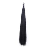 Y.J TAILS Horse Tail Extensions with Braided Horsehair Loop, Blunt Cut Bottom, 34-36 inches Long and 1 lb Weight (Jet Black)