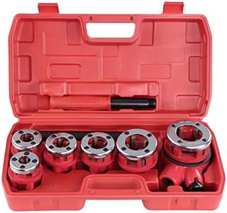 ABN Ratchet Pipe Threader - Galvanized Pipe Threader Kit with 6 Iron Pipe Dies for Threading Metal and PVC Pipes