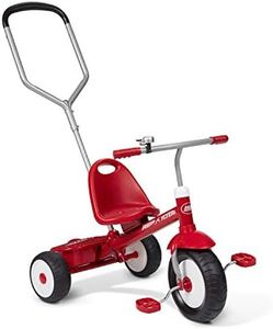 Radio Flyer Deluxe Steer & Stroll Ride-On Trike, Tricycle For Toddlers Age 2-5, Toddler Bike, Red