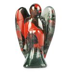 Artistone 2.0" Angel Stones, Africa Blood Stone Angel Healing Crystal Hand-Carved Gemstone Crystal Figurine Statue Guardian Pocket Angel with Gift Box