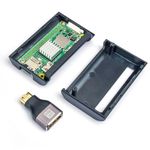 Pi Zero 2 W Base Kit - Mini HDMI to HDMI Adapter, Black Gloss Case, Heat Sink, Official Raspberry Pi Zero 2 W Included