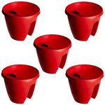 Go Hooked Plastic Planter Pot, Red, 12 Inch, 5 Set