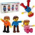 PicassoTiles Magnetic 4 Family Action Figures Toddler Toy Magnet Expansion Pack Educational Add-on STEM Learning Kit Toys Pretend Playset for Construction Building Block Tiles Child Brain Development