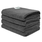 SOFTSPUN Microfiber Cloth 40x60 Cms, 4 Piece Towel Set, 340 GSM (Grey) Ultra Absorbent Super Soft & Lightweight Quick Drying for Men & Women Daily Use Unisex..