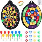 moopok 2 in 1 Double-Sided Magnetic Dart Board for Kids and Adults,2 Models Dart Game(12Magnetic Dart)+12 Sticky Balls Or 2 Toy Gun+40 Foam Dart.6-12 Year Boy Girls Indoor outdoor Party Game Toy Gifts