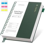 EMSHOI Lined Journal A4 Spiral Notebook, College Ruled Notebook, 300 Pages/150 Sheets, 100gsm Acid-Free Paper, Waterproof Softcover Notebook for School, Work, Writing, 8.27" × 11.2" - Dark Green