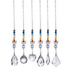 Firtink Sun Catchers for Windows, 6 PCS Crystal Suncatcher Glass Pendants Prism Hanging Ornament for Outdoor Garden Decorations Chimes Indoors Friendship Dream Rainbow Making