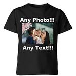 Personalised Photo T-Shirt Premium Unisex T Shirts Ideal for Man/Woman Stag/Hen Events,Birthday, Christmas,Memorial, Workwear, Front Photo Print, Customisable for Any Occasion Black