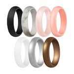 ThunderFit Women’s Silicone Wedding Ring - Rubber Wedding Band - 5.5mm Wide, 2mm Thick (Women Bronze, White, Rose Gold, Silver, Light Pink, Marble, Black - Size 5.5-6 (16.5mm))