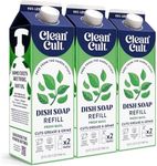 Cleancult Dish Soap Liquid Refills - Plant Based Cleaning Power - Cuts Grease & Grime - Free of Harsh Chemicals - Uses 90% Less Plastic - Fresh Basil - 32 oz/3 Pack