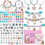 121Pcs Charm Bracelet Making Kit, Caffox DIY Bracelet Making Kit for Girls Ages 7~12, Jewelry Making Supplies for DIY Craft, Jewelry Gift for Teen