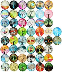 Glass Dome Cabochon, Tree of Life Mosaic Tiles for Jewelry Making (1 in, 50 Pack)